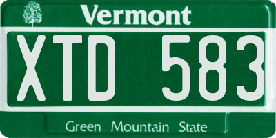 VT license plate XTD583