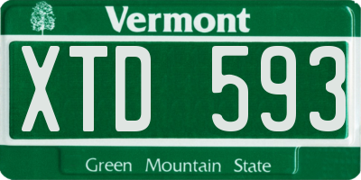 VT license plate XTD593