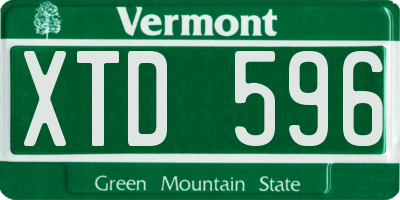 VT license plate XTD596