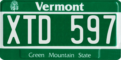 VT license plate XTD597