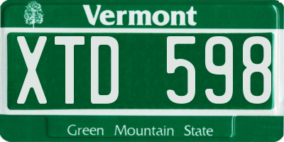 VT license plate XTD598