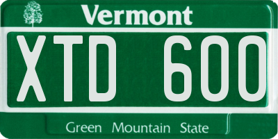 VT license plate XTD600