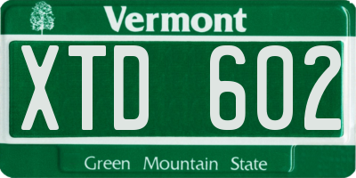 VT license plate XTD602