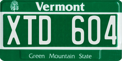 VT license plate XTD604