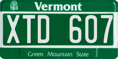 VT license plate XTD607