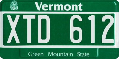 VT license plate XTD612