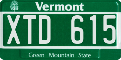 VT license plate XTD615