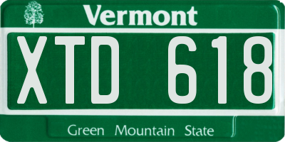 VT license plate XTD618