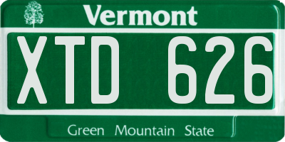 VT license plate XTD626