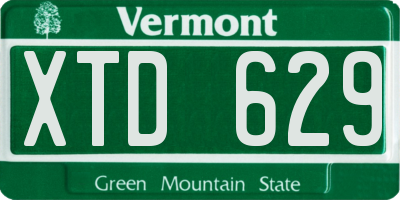 VT license plate XTD629