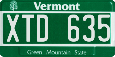 VT license plate XTD635
