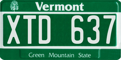 VT license plate XTD637