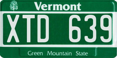 VT license plate XTD639