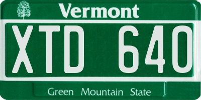VT license plate XTD640