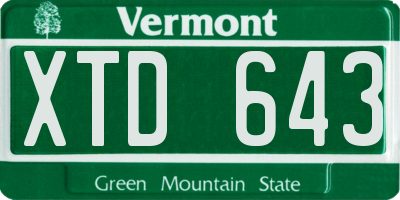 VT license plate XTD643