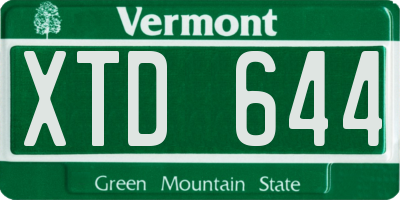 VT license plate XTD644