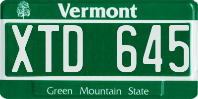 VT license plate XTD645