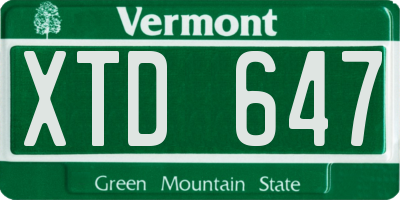 VT license plate XTD647
