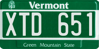 VT license plate XTD651