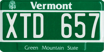 VT license plate XTD657