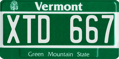 VT license plate XTD667