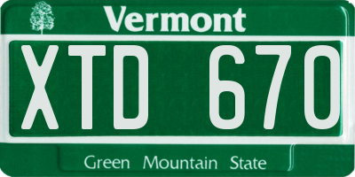 VT license plate XTD670