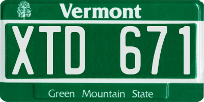 VT license plate XTD671