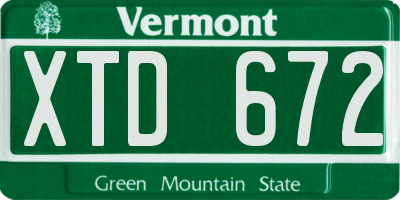 VT license plate XTD672