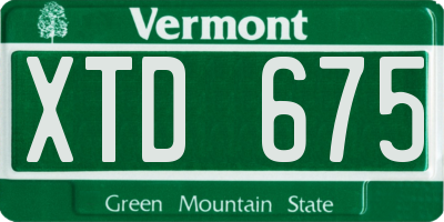 VT license plate XTD675