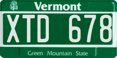 VT license plate XTD678