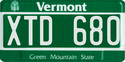 VT license plate XTD680