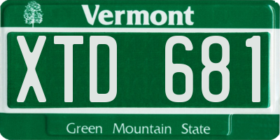VT license plate XTD681
