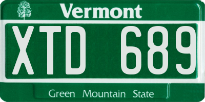 VT license plate XTD689