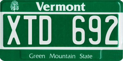 VT license plate XTD692