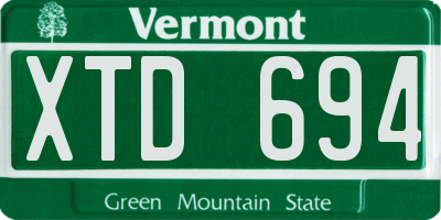 VT license plate XTD694
