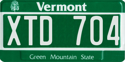 VT license plate XTD704