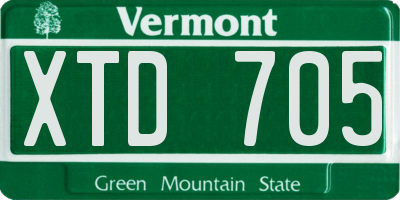 VT license plate XTD705