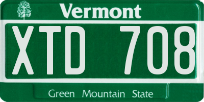 VT license plate XTD708