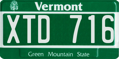 VT license plate XTD716
