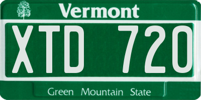 VT license plate XTD720