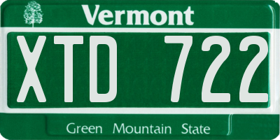 VT license plate XTD722