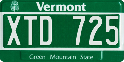 VT license plate XTD725