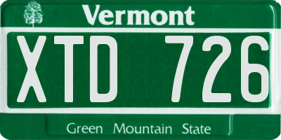 VT license plate XTD726