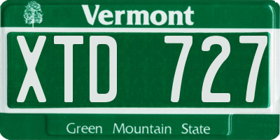 VT license plate XTD727