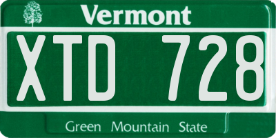 VT license plate XTD728