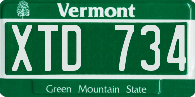VT license plate XTD734
