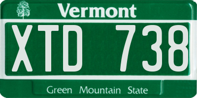 VT license plate XTD738
