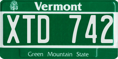 VT license plate XTD742