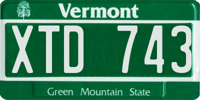 VT license plate XTD743
