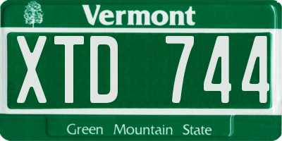 VT license plate XTD744